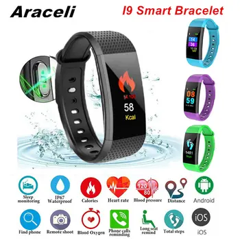 

I9 Smart Bracelet IP68 Waterproof SmartBracelet Heart Rate Monitor Blood Pressure Fitness Tracker Sport Band I9 Smart Bracelet