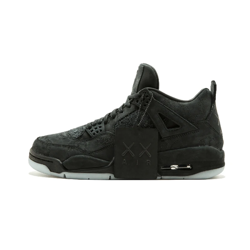 Мужские баскетбольные кроссовки Nrg Raptor Jordan 4 в стиле ретро, белые, Ce, мужские, t Kaws, серые, однодневные, тату, черная кошка, спортивные кроссовки - Цвет: Kaws Black