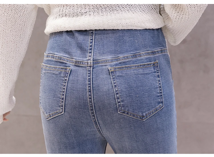 Maternity Jeans Cotton Elastic Adjustable Waist Soft Prop Belly Pants Slim Skinny Ankle-length Pregnant Women Clothes Casual