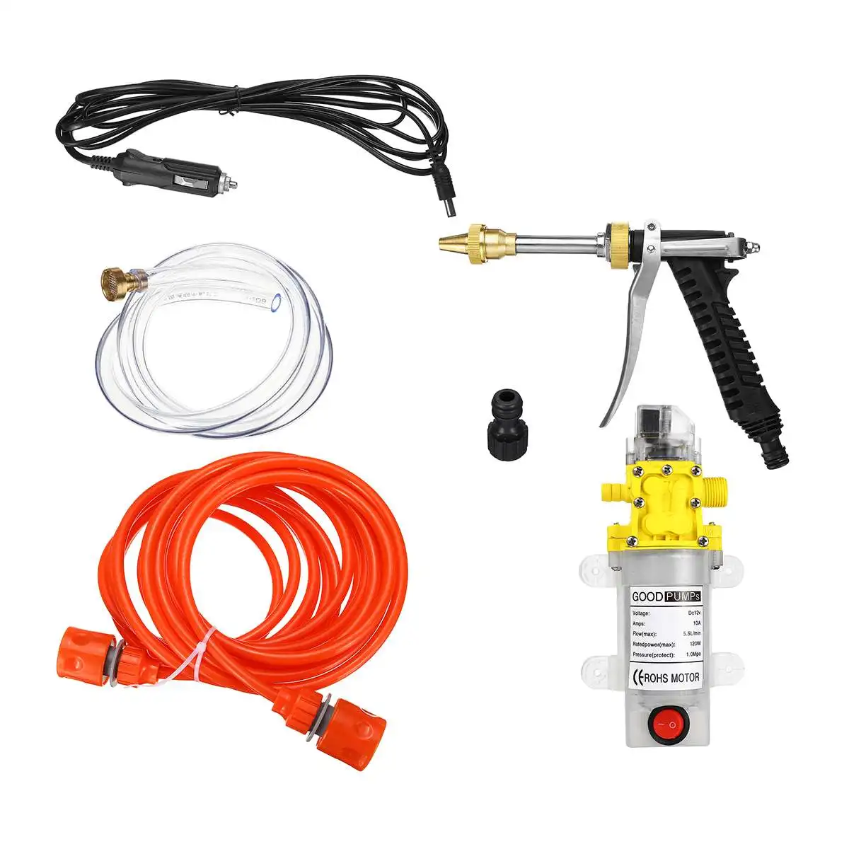 12 V Мембранный самовсасывающий водяной насос высокого давления 5-7 LPM 120W Водяной распылитель Автомойка 12 V электрический водяной насос
