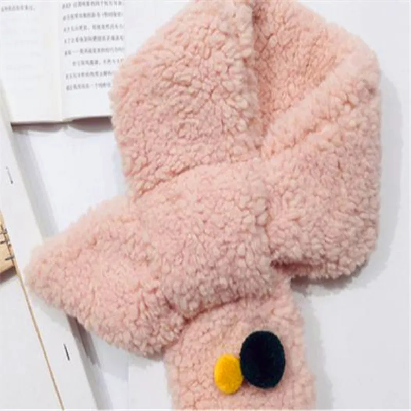 B39-pink Шарф из овечьей шерсти, чистый цвет, для девочек, для маленьких мальчиков, с воротником, теплый, Восточный ворот, Осень-зима, шарф Джокера, для детей, B39 - Цвет: B39-pink