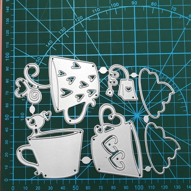 Серебристый Кофейная чашка металлические Вырубные штампы DIY скрапбук штамп Книга, поздравительная открытка бумага поздравительная открытка украшения ремесла тиснение плесень - Цвет: Серебристый