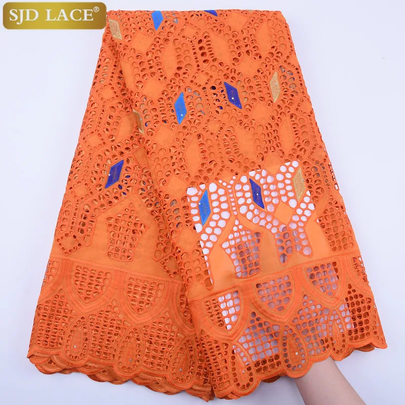 

SJD LACE Nigerian African Lace Fabric Embroiderey Punch Cotton Swiss Voile Lace In Switzerland For Wedding Party Dress Sew A1834