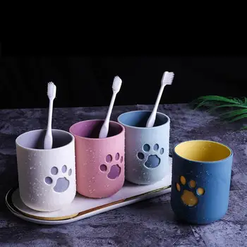 

Creative Toothbrush Cup Cat Claw Pattern Durable Couples Cups Bathroom Supplies Washing Cup high quality Bathroom Accessories