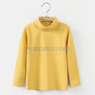 yellow INS/Теплая Мягкая шерстяная ФЛИСОВАЯ ФУТБОЛКА для мальчиков и девочек-подростков; топы для детей; трикотажная рубашка; базовый детский хлопковый свитер; рубашка - Цвет: yellow