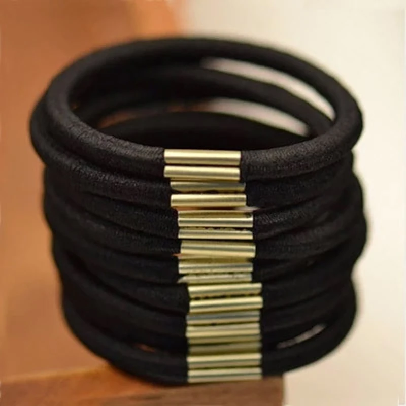 

NEW 10Pcs/Pack Women Girls Black Basic Elastic Hair Band Solid Color Rubber Bands High Quality Elastic Hair Rope Ponytail Holder