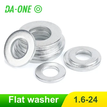 

1-100pcs M1.6 M2 M2.5 M3 M4 M5 M6 M8 M10 M12 M16 M20 M24 304 Stainless Steel Flat Washer shim spacer Plain metal Washers Rings