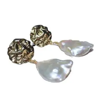 

New Arrival Favorite Unique Pearl Earrings White Baroque Real Freshwater Pearls 925 Silver Fine Jewelry Charming Lady Gift