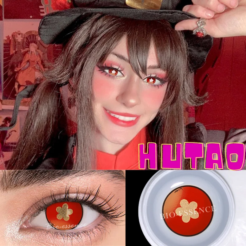 Bio-essence 1 Pair Cosplay Color Contact Lenses for Eyes Anime Accessory Red Len Lense Hu tao lenses Genshin Impact | Красота и
