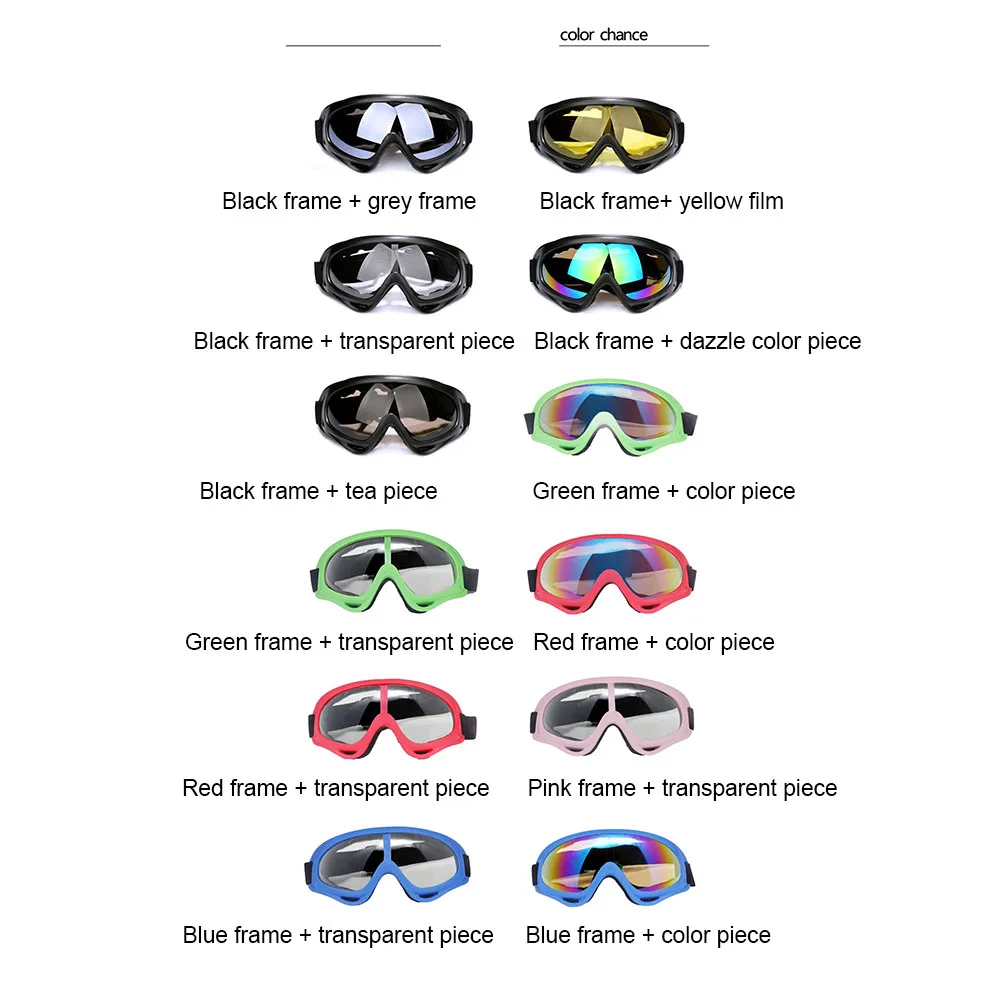 1pc Winter Windproof Skiing Glasses Goggles Outdoor Sports CS Glasses Ski Goggles Dustproof Anti-fog Moto Cycling Sunglasses