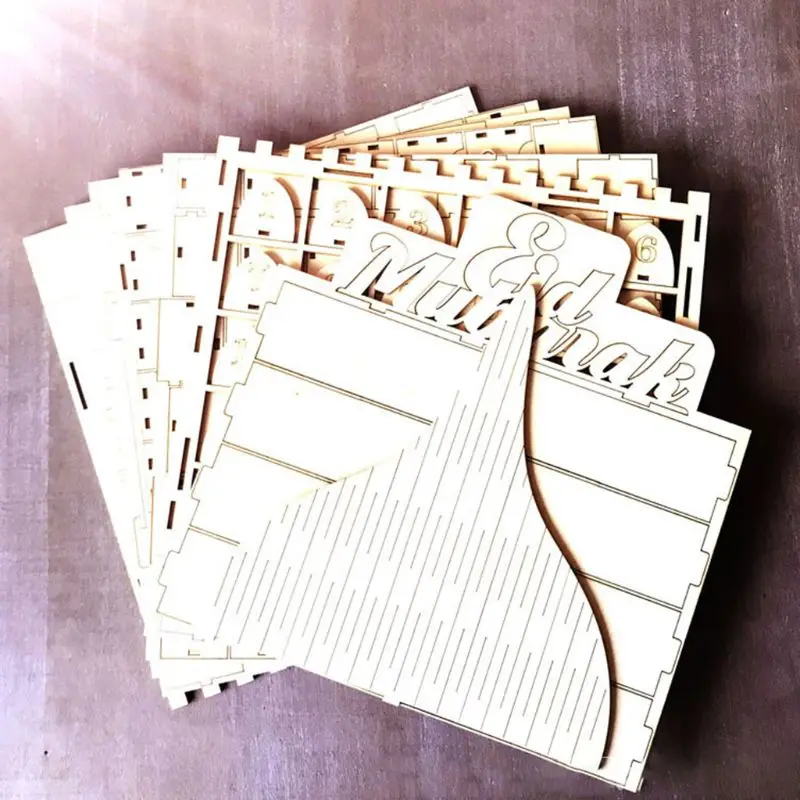 

Wooden MDF Muslim Eid Mubarak Sign Advent Calendar Countdown House Drawer Party DIY Decoration 72XF