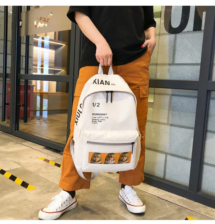 Letters Unisex Backpacks Waterproof Nylon School Bag for Teenage Girls Bookbag Preppy Style Leisure Women Men Travel Backpack