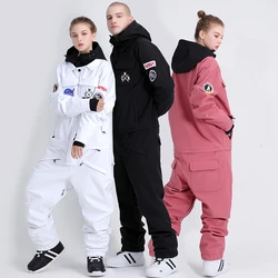 Winter Snow Men Jumpsuit Hooded Woman Ski Overalls Sport Male One Piece Snowboard Suits Waterproof Snowsuit Clothes Tracksuits