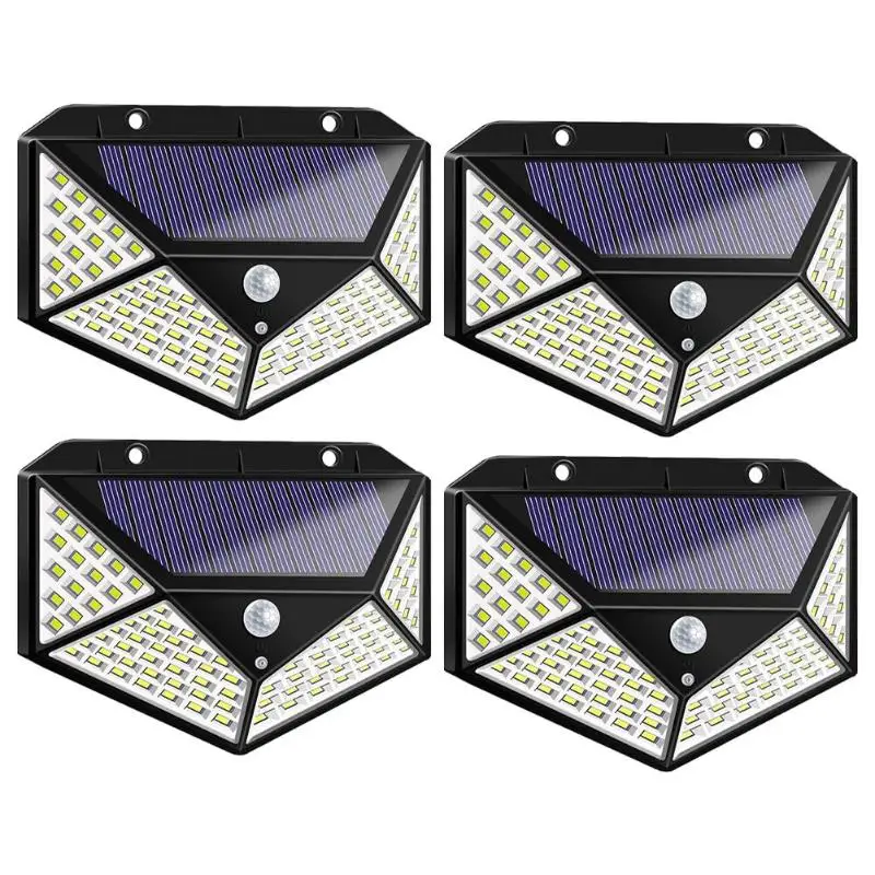 1x/2x/4x Открытый 100/114LED солнечный датчик движения настенный светильник водонепроницаемый двор безопасности лампы Широкий Угол поддержка дропшиппинг - Испускаемый цвет: 4Pcs  100 LED 1200LM