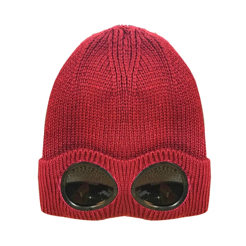 Alien Invasion Unisex Wool Knitted Goggles Beanie Thermal Fluffy Warm Cap Heat Keeper Ear Protector With Goggles Lens - Цвет: JR