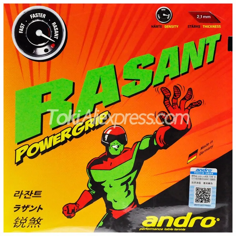 Andro RASANT POWERGRIP PG для настольного тенниса, резиновая губка для пинг-понга