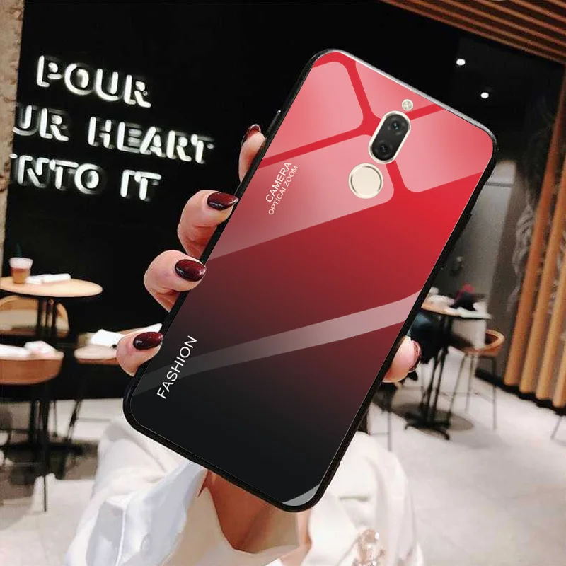 GLSZZZ101 Градиентный чехол из закаленного стекла для huawei Nova 2i RNE-L21 мягкие края сумки для huawei Mate 10 Lite 5," задняя защитная крышка - Цвет: GLSZZZ101