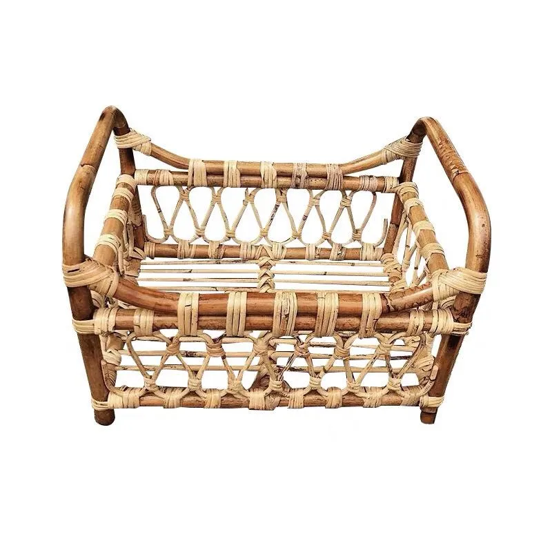 Woven rattan frame Fotografie детский реквизит винтажная плетеная корзина из ротанга реквизит для фотосъемки новорожденных корзина ребенок позирует диван кровать аксессуары Bebe фото - Цвет: Woven rattan frame