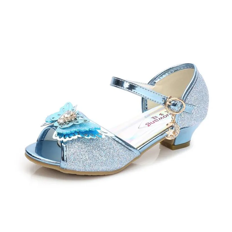 picture color Обувь для девочек; chaussures prinsessen schoenen; блестящие сандалии с бантом; модельные туфли на высоком каблуке; блестящие туфли с бантом для маленьких детей - Цвет: picture color