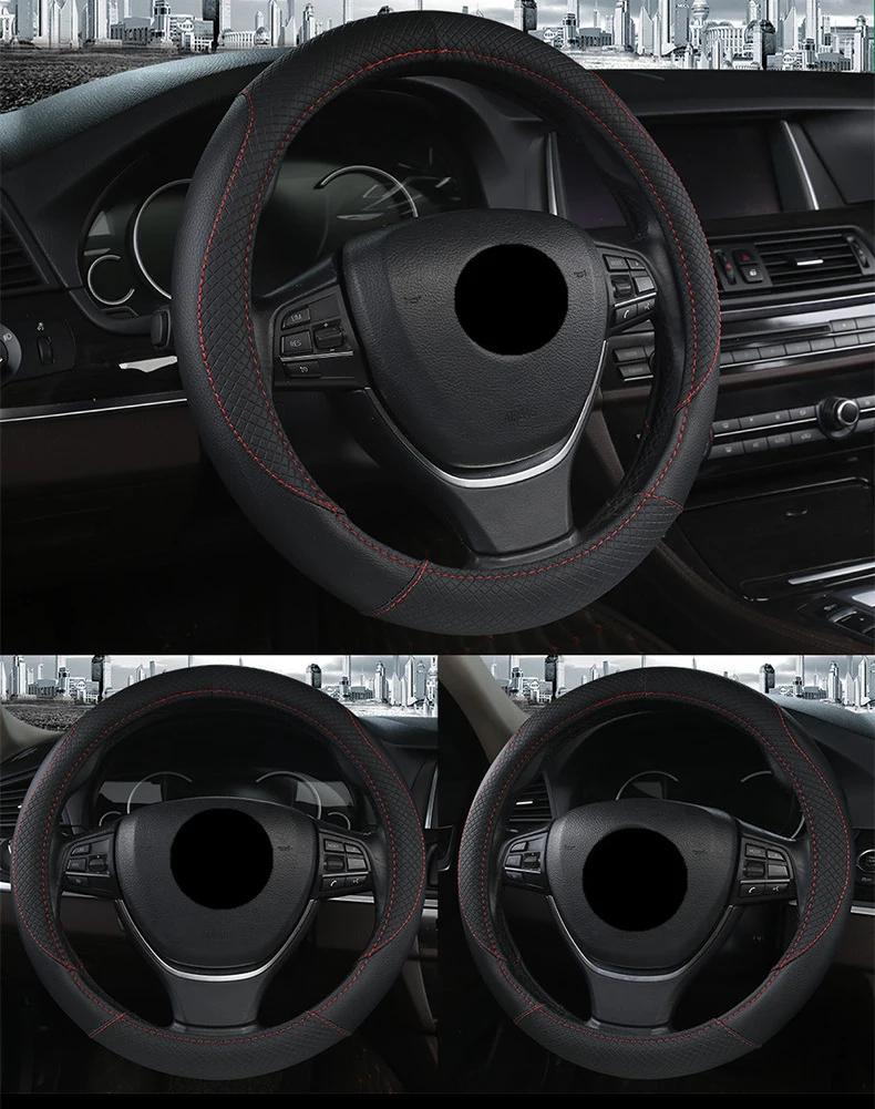 Чехол рулевого колеса автомобиля подходит для Ford Ka Fiesta Focus Mondeo EcoSport Kuga C-MAX Mazda Demio Mazda 2 Axela Mazda 3 CX-3 CX-5 и т. Д