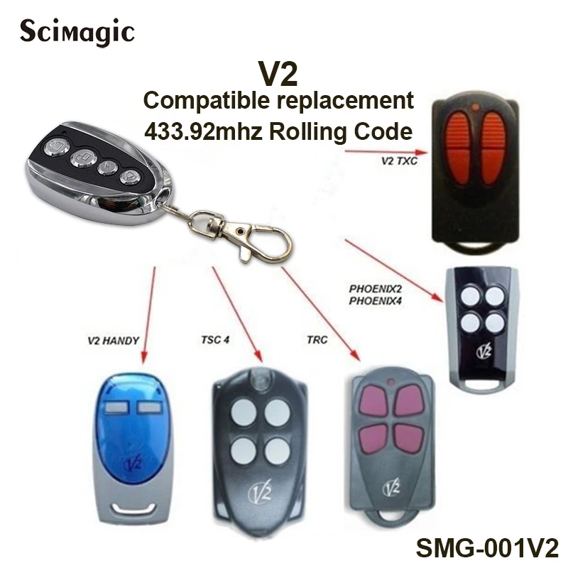 V2 PHOX 2, PHOX 4 дистанционное управление 433,92 МГц плавающий код гаражные ворота дистанционное управление V2 Феникс 2, Феникс 4, TXC, ТРК, TSC4, HANDY