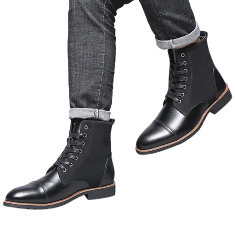 BK Zapatos De Hombre/ г.; модные мужские короткие ботинки с острым носком в британском стиле; мотоциклетные ботинки; Para men 5 - Цвет: BK