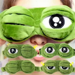 22 New Nayoki's Funny Creative Pepe the Frog Sad Frog 3D Eye Mask Cover Cartoon Soft Plush Sleeping Mask Green