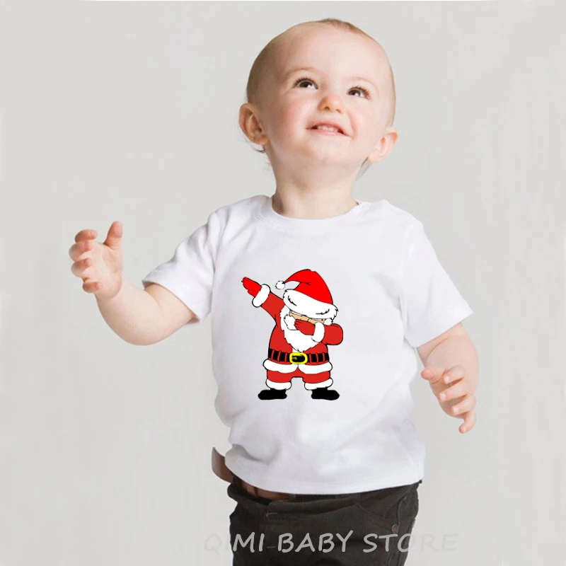 Детская футболка унисекс с забавным принтом «Dabbing Santa» для мальчиков и девочек; Рождественская футболка для малышей; детская забавная одежда; Модная одежда для вечеринок