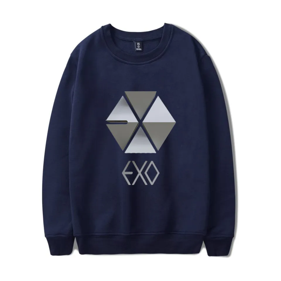 EXO Kpop логотип крутая уличная толстовка с круглым воротником Женская/мужская одежда с круглым вырезом Горячая Повседневная Толстовка Harajuku - Цвет: WY01