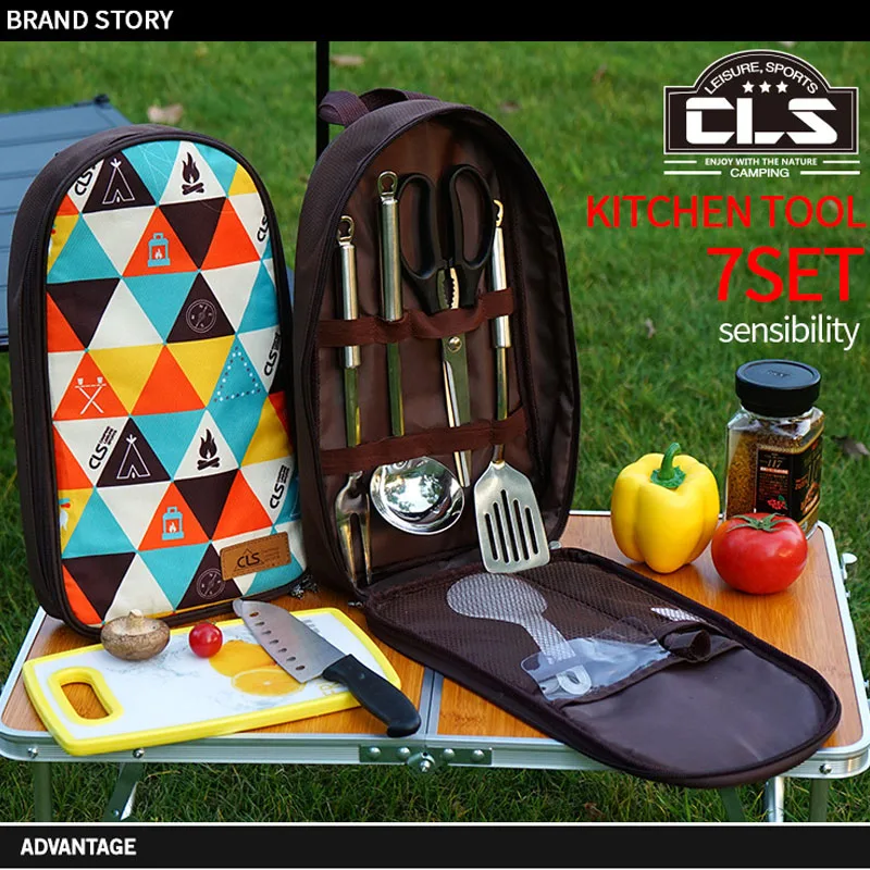 Походная посуда набор из 7 предметов посуды для пикника портативный 201 сумка