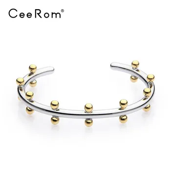 

CeeRom Minimalism Metal bead Cuff Bracelet Manchette Gold Color Handcuff Bracelet For Women Bracelets Bangles Pulseiras