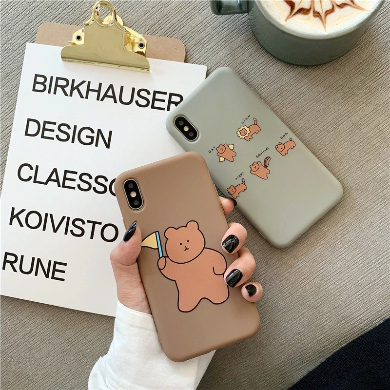 Мягкий силиконовый чехол для телефона с мультяшным медведем для iphone 8plus 7plus 8 7 Забавный медведь матовый толстый Чехол для мобильного телефона 6 для iphone x xs max xr