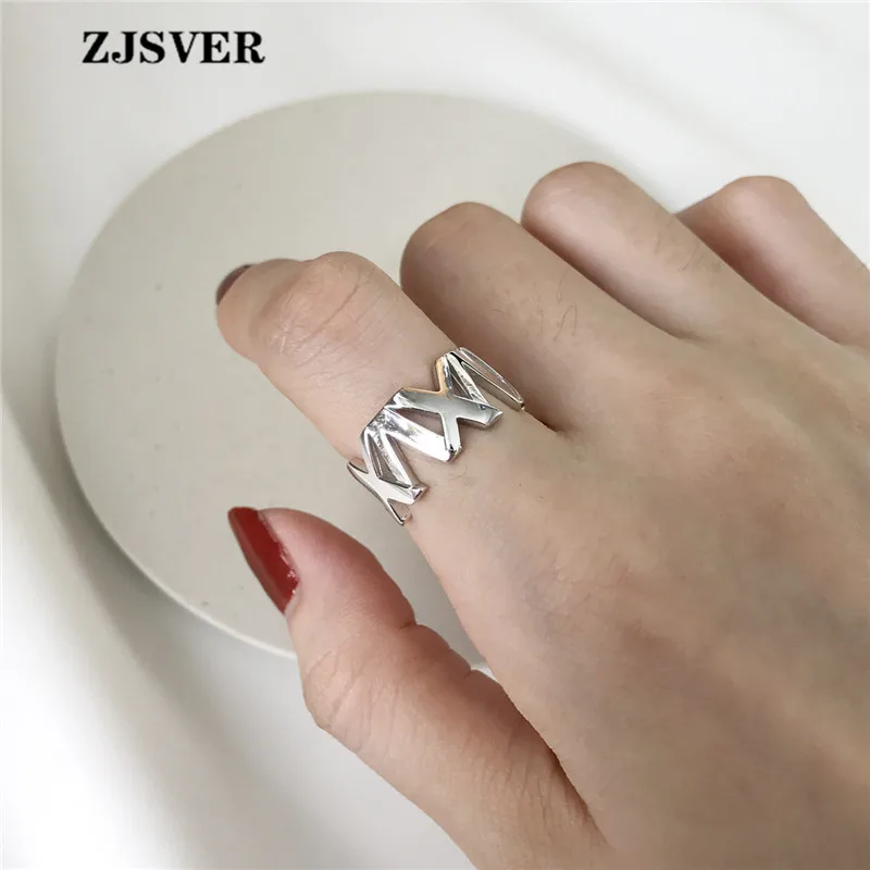 

ZJSVER Fashion Simple Silver Geometric XV Shape Opening Adjustable Women Ring Korean Jewelry Present 925 Sterling Silver Ring