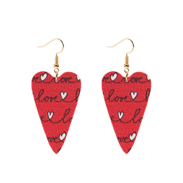Love Heart Pendant Hollow Pu Leather Earrings New Dangle Earrings for women Valentine's Day Gift Wholesale valentine earrings T2196RZM75