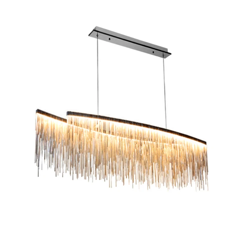 

The Postmodern Luxurious LED Chandeliers Tassel Aluminum Chain Hanging Lamp Dining Living Room Bar Study Decorative Lighting