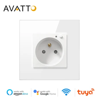 

AVATTO WiFi Smart Wall 16A Socket,French/EU/UK Glass Panel Outlet ,Tuya Smart Life Remote Control,Works with Alexa Google Home