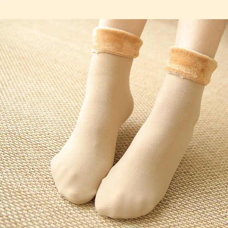 Зимние теплые женские утепленные шерстяные кашемировые зимние носки бесшовные носки Меховые бархатные Зимние флисовые Носки 1 пара