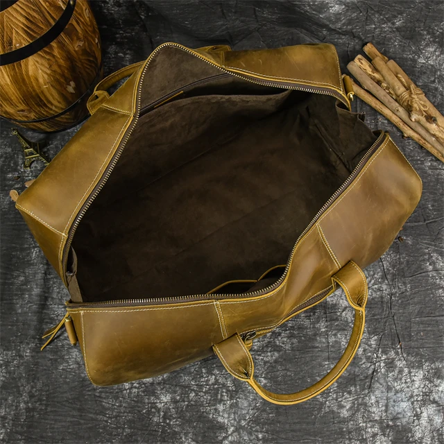 bolsa de viagem masculina Luufan Crazy Horse em couro de vaca