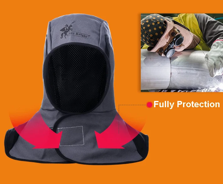 Black and Gray FR Cotton Welding Hats Washable Fire Flame Retardant Helmet Comfort Neck Face Protection Hood Welder Cap