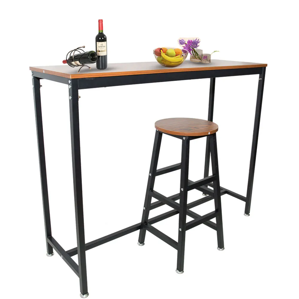 

Ship From United States Wooden Round Bar Stool Vintage Pub Seat Retro Metal Frame Wood Top Chair for Restaurant Home Office