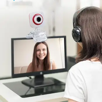 

USB Web Camera 720P HD Computer Camera Webcams Built-in Sound-absorbing Microphone 640*480 Dynamic Resolution video calls