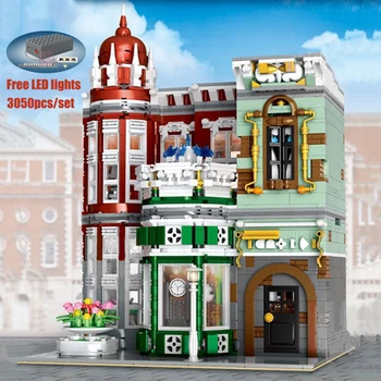 

City architecture Creator Antique Collection Shop Street View Model LED Light Building Blocks 10185 Education Toys For Children