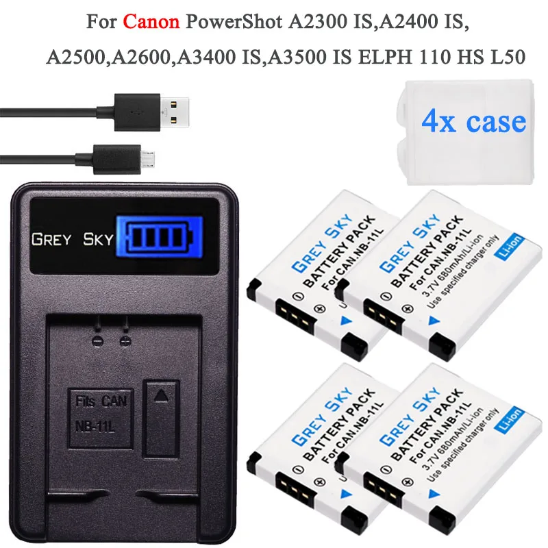 NB-11L NB11L NB 11L аккумулятор + зарядное устройство для Canon PowerShot A2300 IS A2400 A2500 A2600 A3400 A3500 ELPH