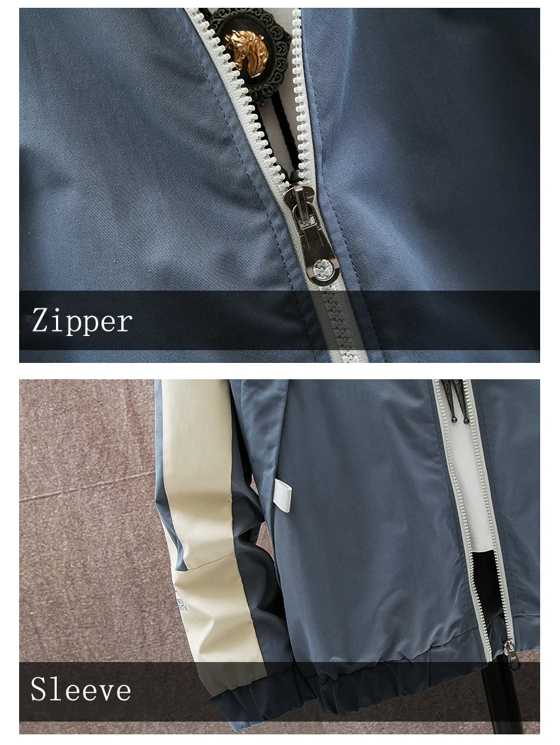 Discount Men Casual Overalls Jacket Hooded Black Blue Fashion Rib Sleeve Men Clothes Spring Coats College Jacket Young, ZA331