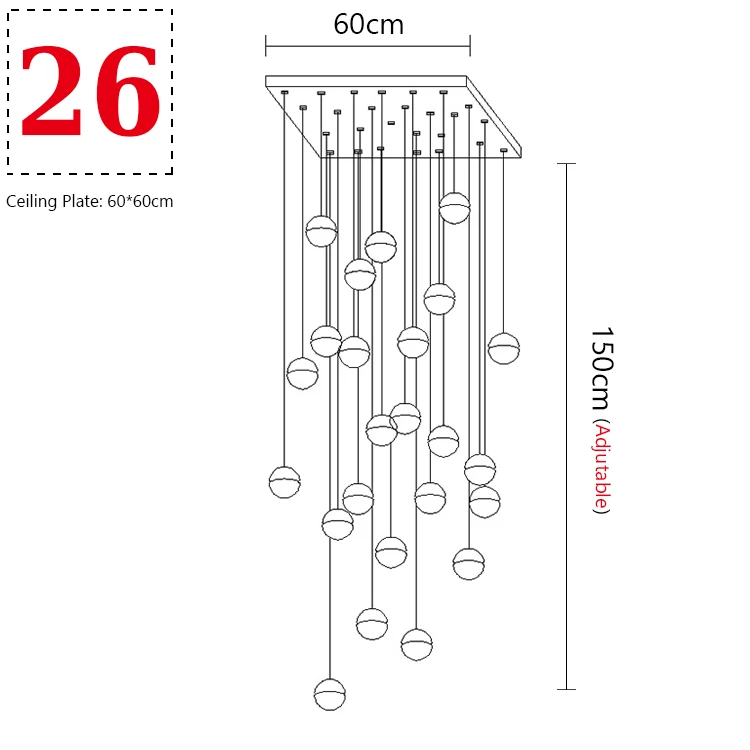 Современный хрустальный стеклянный шар светодиодный подвесной светильник светильники несколько лестничные светильники бар подвесной светильник для отеля Вилла Дуплекс квартиры - Цвет корпуса: 26 Balls Rectangle