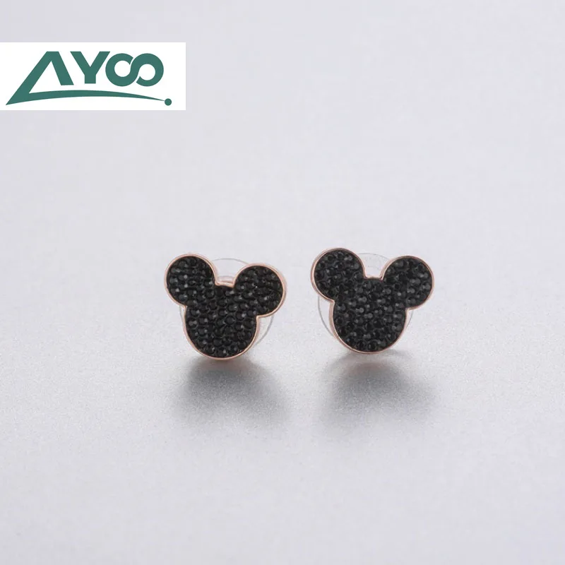 AYOO High-quality 1:1 Swa Cute Mouse earring jewelry European and American Women Advanced Edition crystal earrings