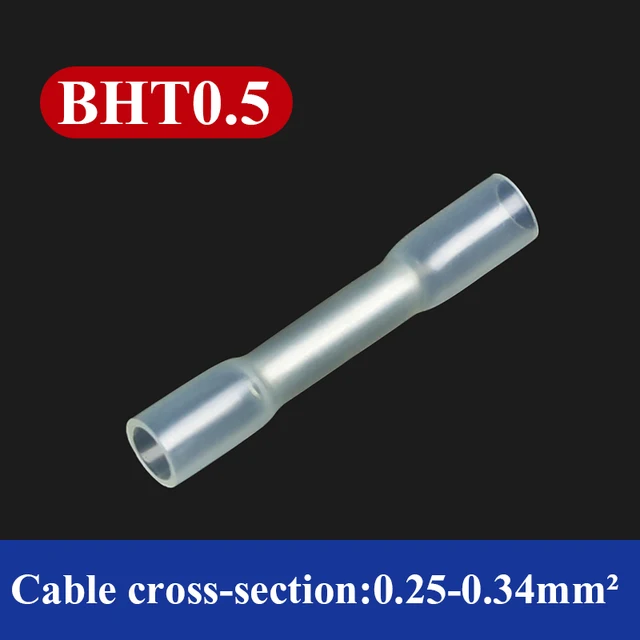 20/50/100/200/220PCS Solder Seal Wire Connectors splice Waterproof Heat Shrink Solder Butt Connectors Electrical Wire Terminals BHT0.5 white