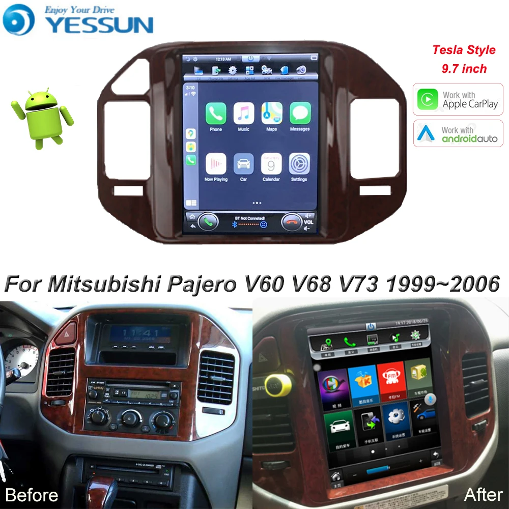 Мультимедийный проигрыватель Tesla для Mitsubishi Pajero V60 V68 V73 1999-2006 гг. автомобильный