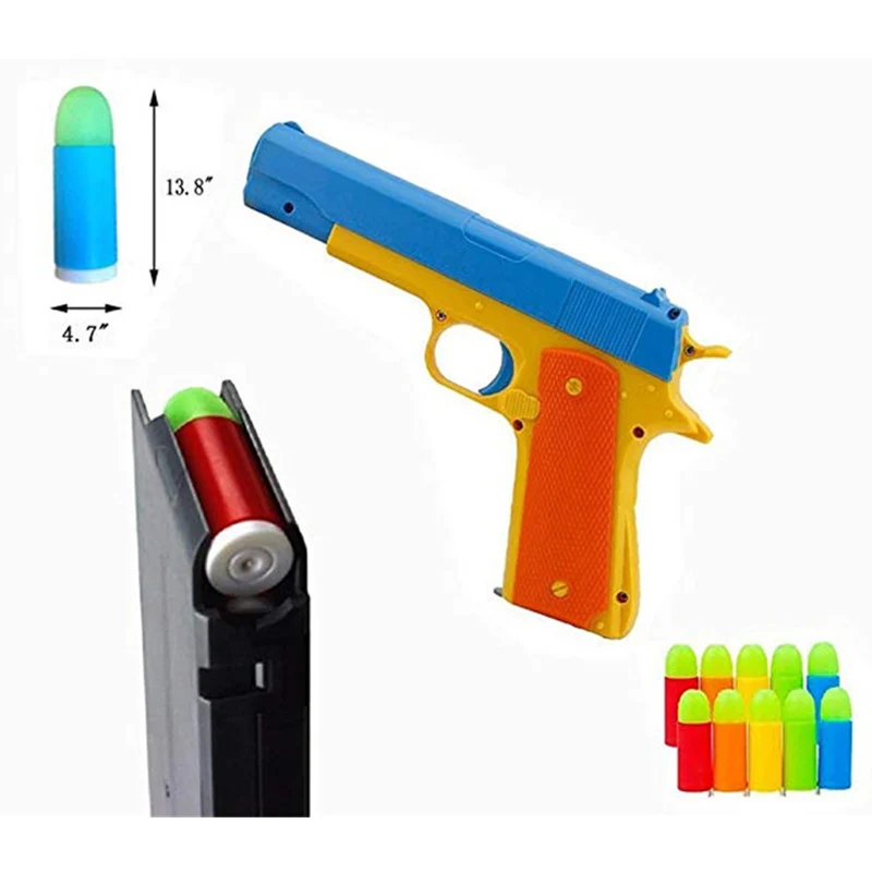 M1911 Armas de brinquedo para meninos com manual macio manual tiro cor  pistola sniper plástico blaster modelo presente de aniversário