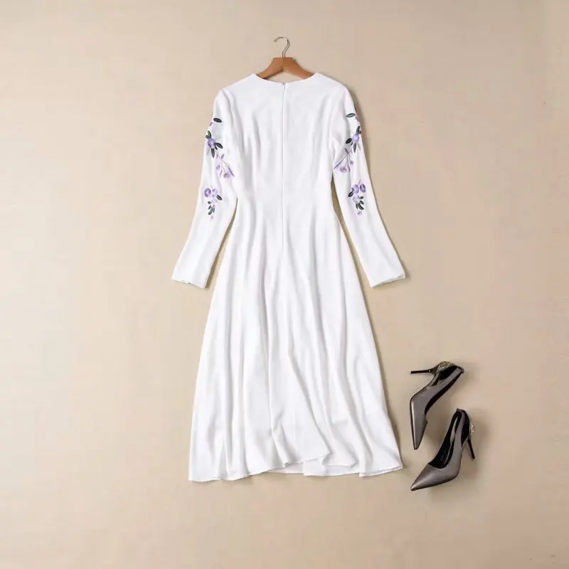 Платья принцессы для женщин офисные женские платья vestido de festa А-силуэт женское тяжелое цветочное вышитое Элегантное Платье Халаты Femme